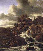 A Waterfall with Rocky Hilla and Trees Jacob van Ruisdael
